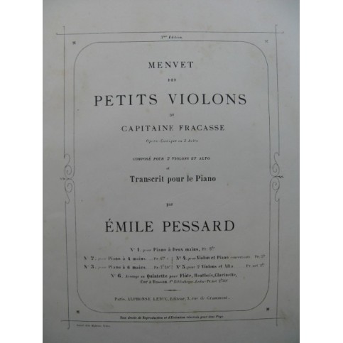 PESSARD Emile Menuet des Petits Violons Piano