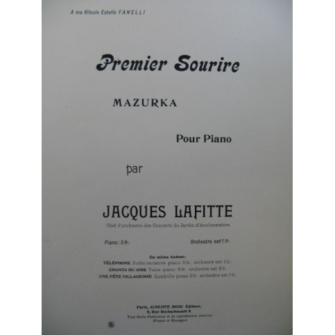 LAFITTE Jacques Premier Sourire Piano