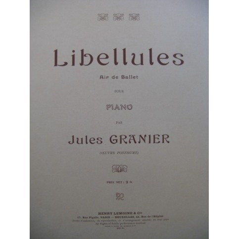 GRANIER Jules Libellules Piano
