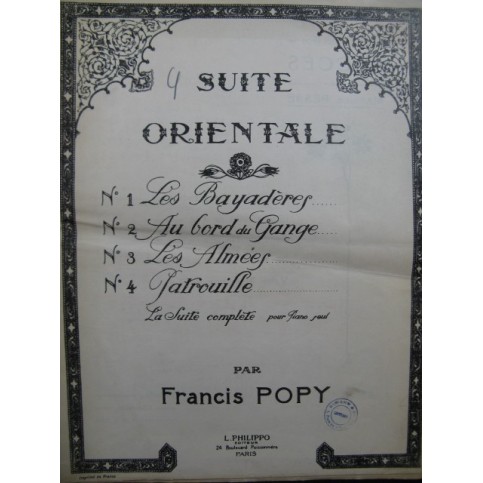POPY Francis Suite Orientale Piano 1946
