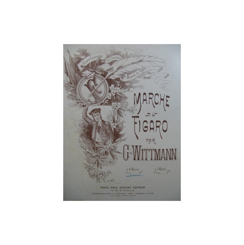 WITTMANN G. Marche du Figaro pour Piano 4 mains XIXe