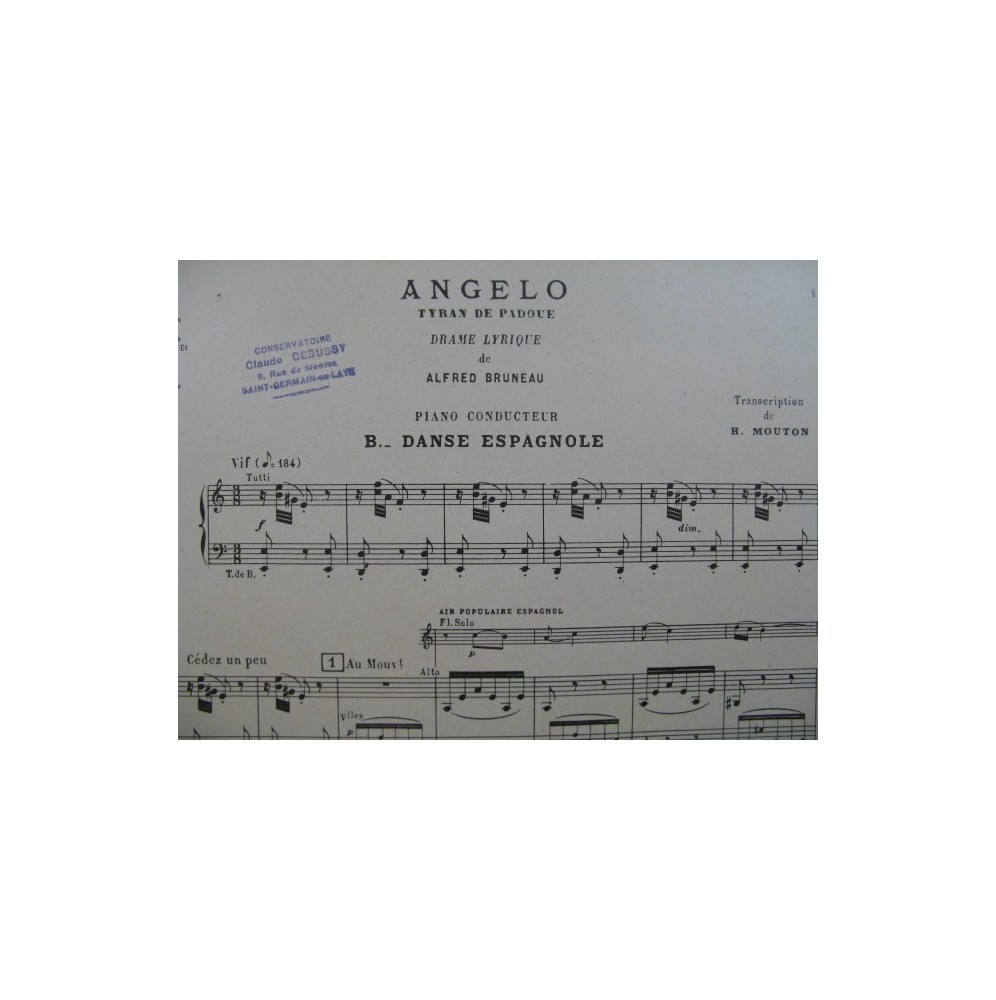BRUNEAU Alfred Angelo Danse Espagnole Orchestre 1928