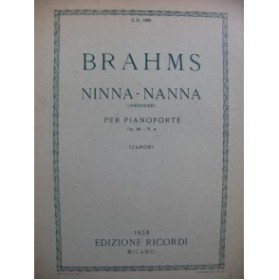 BRAHMS Johannes Ninna Nanna Piano 1938