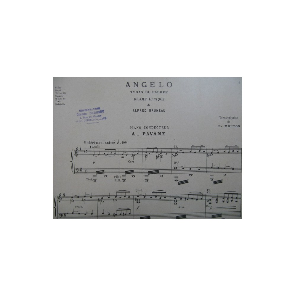 BRUNEAU Alfred Angelo Pavane Orchestre 1928
