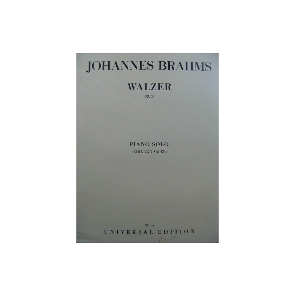 BRAHMS Johannes Walzer op 39 Piano