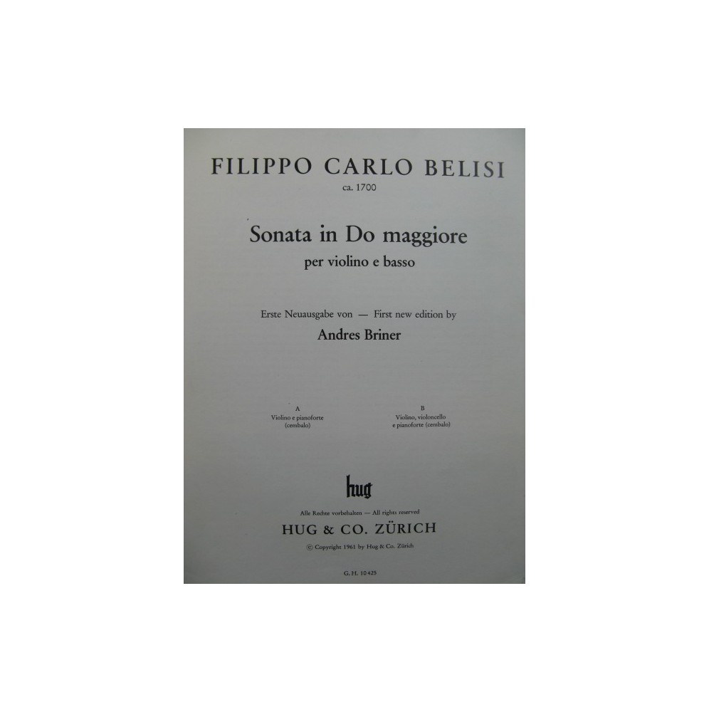 BELISI Filippo Carlo Sonata Piano Violon 1961