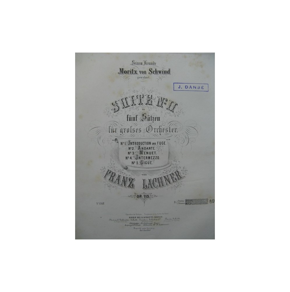 LACHNER Franz Suite No 2 Orchestre 1864