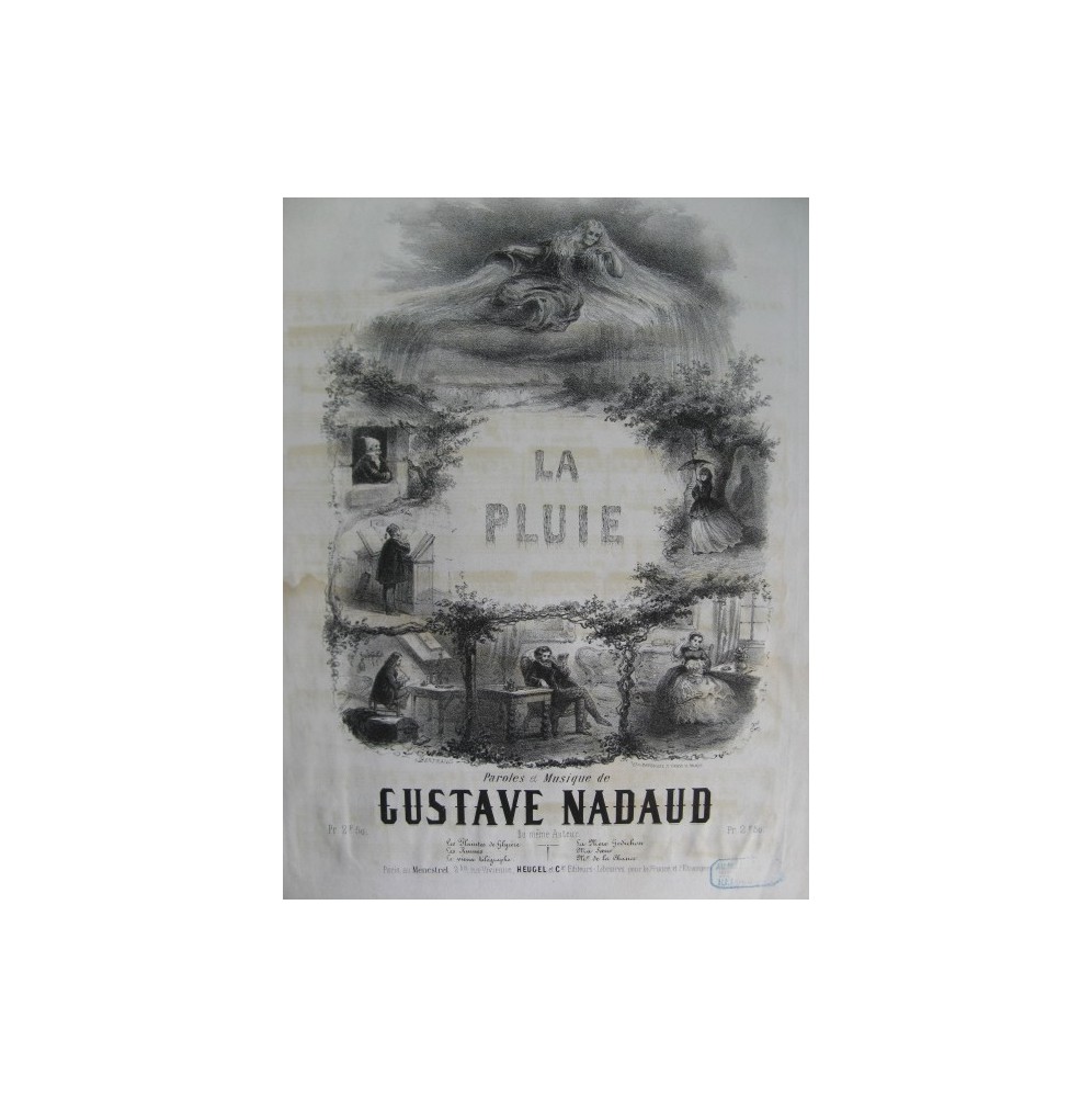 NADAUD Gustave La Pluie Chant Piano ca1855