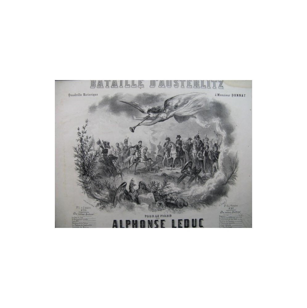 LEDUC Alphonse La Bataille d'Austerlitz Quadrille Piano 1850