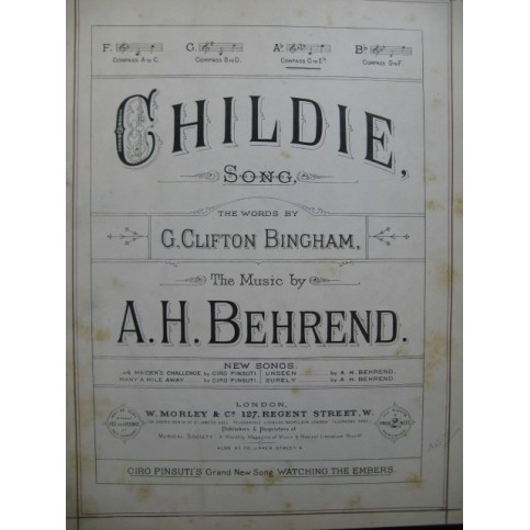 BEHREND A. H. Childie Chant Piano XIXe
