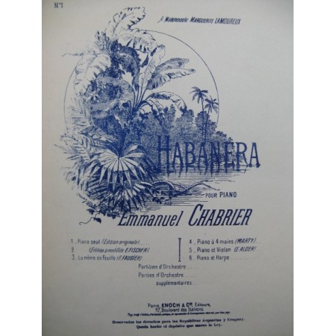 CHABRIER Emmanuel Habanera Piano 1947