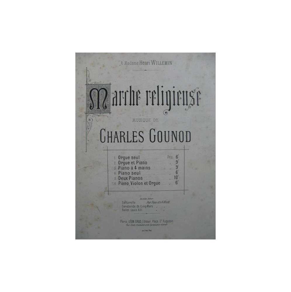 GOUNOD Charles Marche Religieuse Orchestre 1878