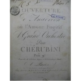 CHÉRUBINI Luigi Anacréon Ouverture Orchestre ca1805