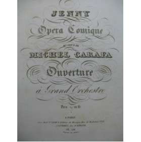 CARAFA Michele Jenny Opera Ouverture Orchestre 1829