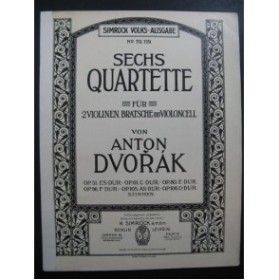 DVORAK Anton Quartett op 51 Es dur Violon Alto Violoncelle