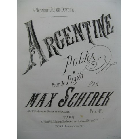 SCHEREK Max Argentine Polka Piano 1872