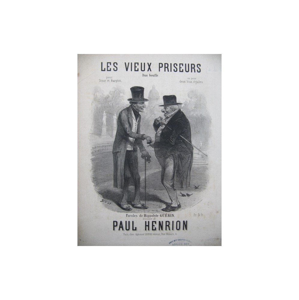 HENRION Paul Les Vieux Priseurs Chant Piano ca1865