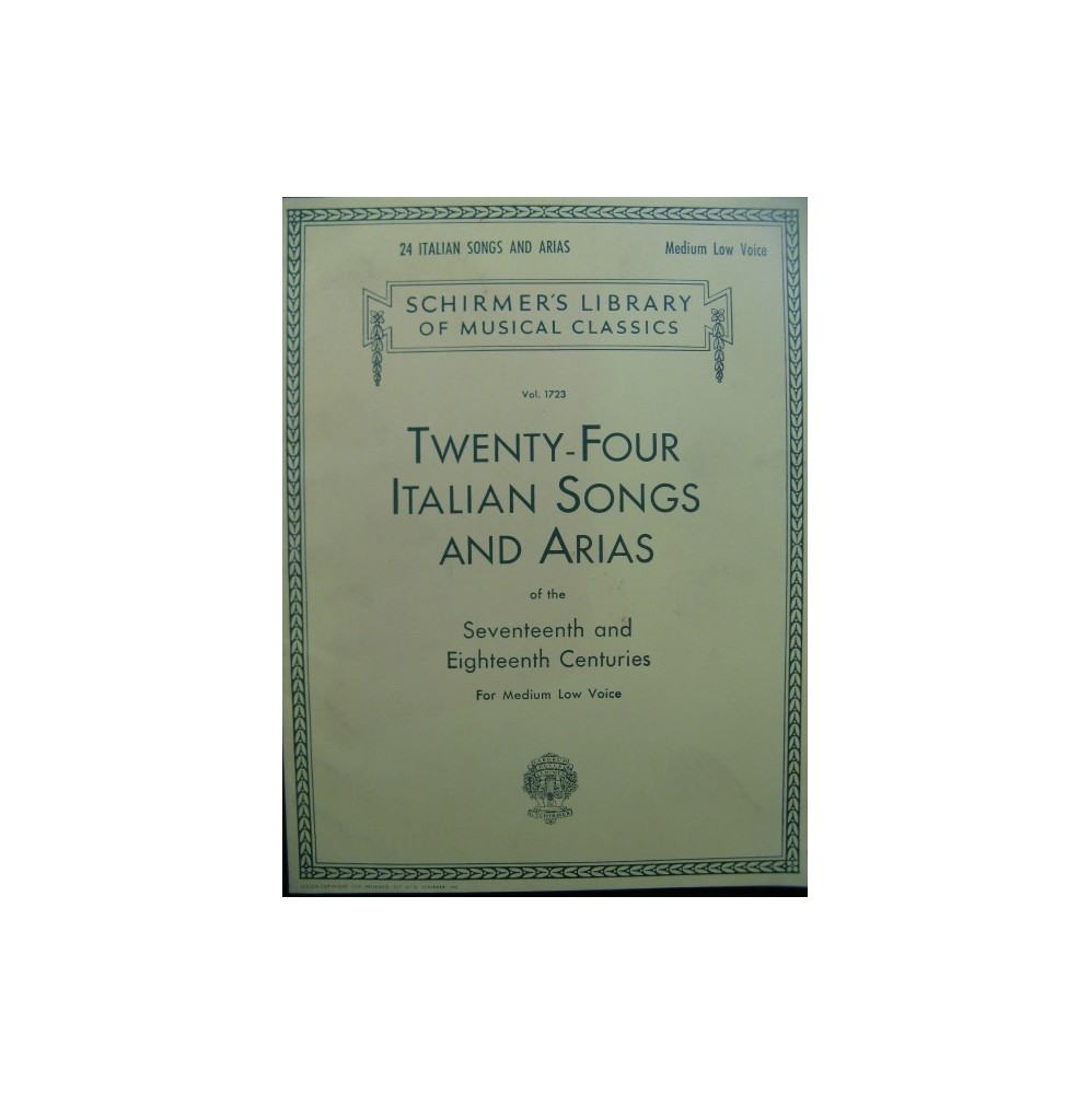 Twenty-Four Italian Songs and Arias 17e 18e Chant Piano