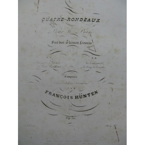 HÜNTEN François 2 Rondeaux Piano ca1835