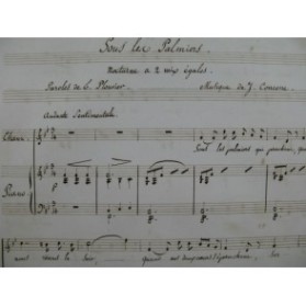 CONCONE Joseph Sous les Palmiers Manuscrit Chant Piano XIXe