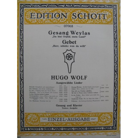 WOLF Hugo Gesang Weylas Bebet Chant Piano