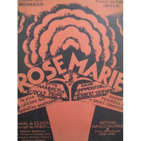 FRIML R. et STOTHART H. Rose Marie Operette 1927