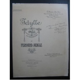 SEIGLE Fernand Idylle Orchestre Dédicace 1905