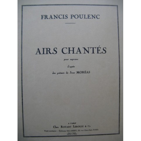 POULENC Francis Airs Chantés Chant Piano 1946