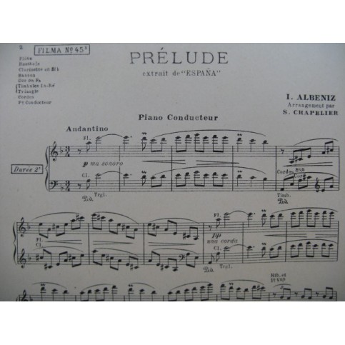 ALBENIZ Isaac Espana Prélude Orchestre 1927