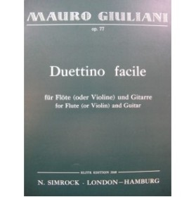 GIULIANI Mauro Duettino Facile Guitare Flute ou Violon 1977