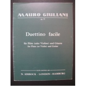 GIULIANI Mauro Duettino Facile Guitare Flute ou Violon 1977