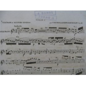 MENDELSSOHN Sérénade et Allegro op 43 Orchestre ca1840