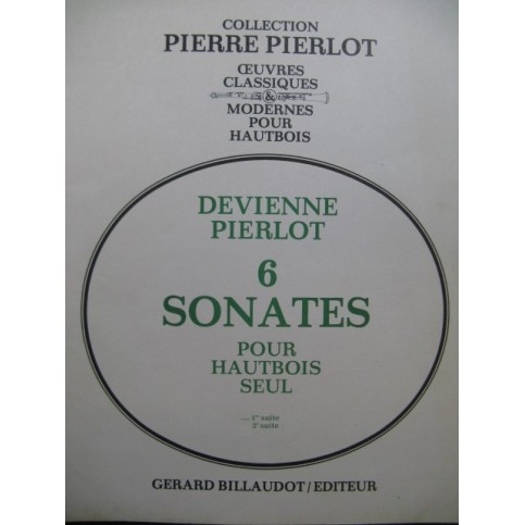 DEVIENNE François 6 Sonates 1ère Suite Hautbois seul 1969