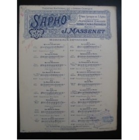 MASSENET Jules Sapho No 8 Chant Piano 1897
