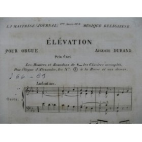 DURAND Auguste Élévation Orgue XIXe