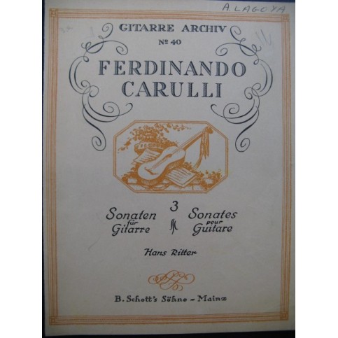 CARULLI Ferdinando 3 Sonates Guitare
