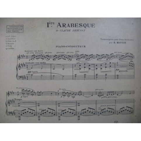 DEBUSSY Claude 1ère Arabesque Orchestre