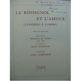CAMPOLIETI Luigi Le Rossignol et l'Amour Dédicace Chant Piano 1961
