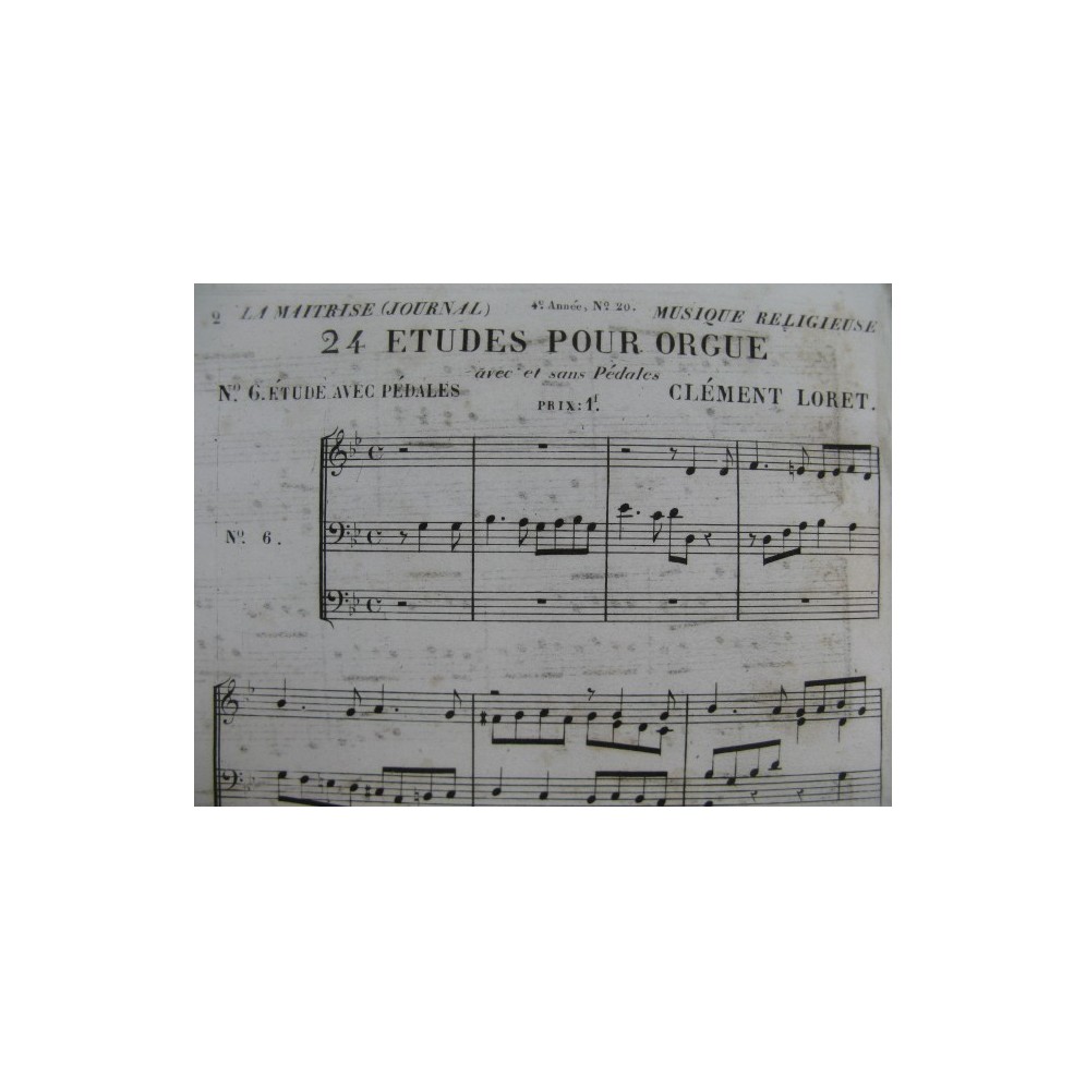 LORET Clément Etude No 6 avec pédales Orgue ca1850