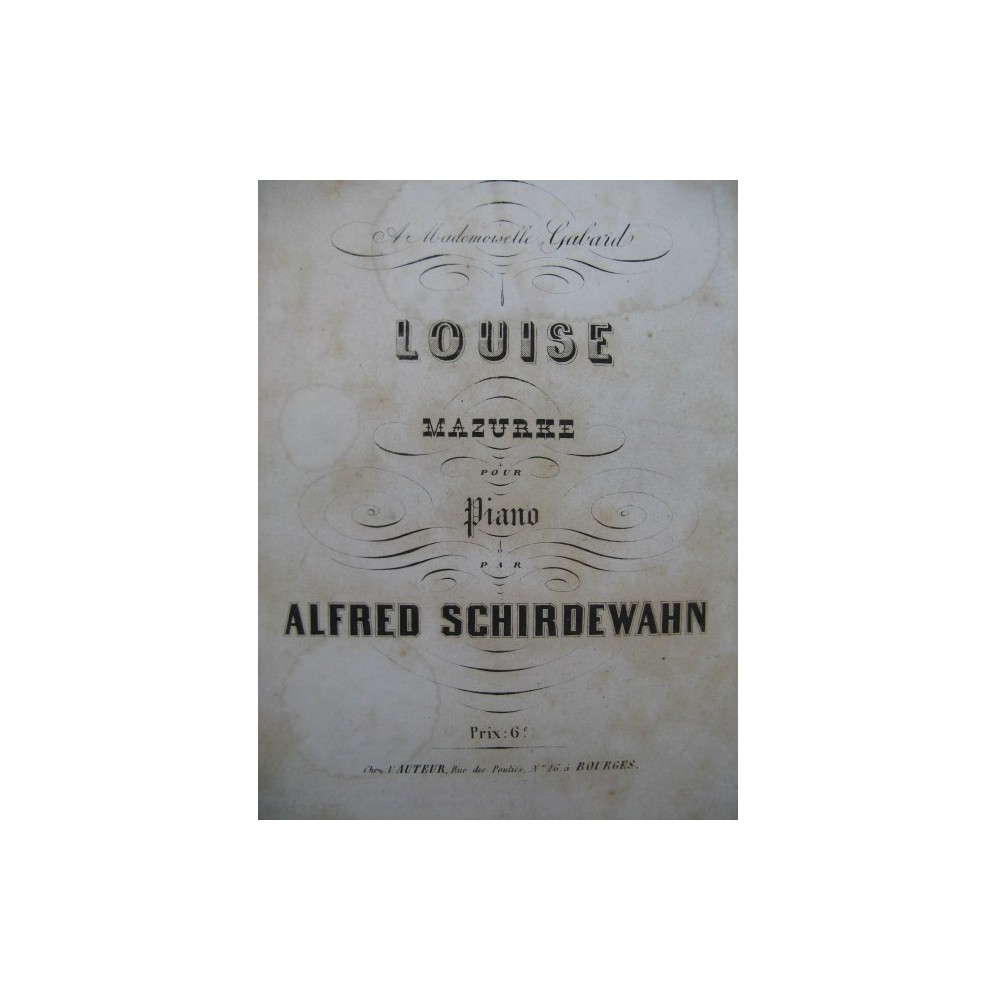 SCHIRDEWAHN Alfred Louise Mazurke Piano XIXe