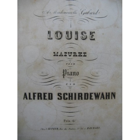 SCHIRDEWAHN Alfred Louise Mazurke Piano XIXe