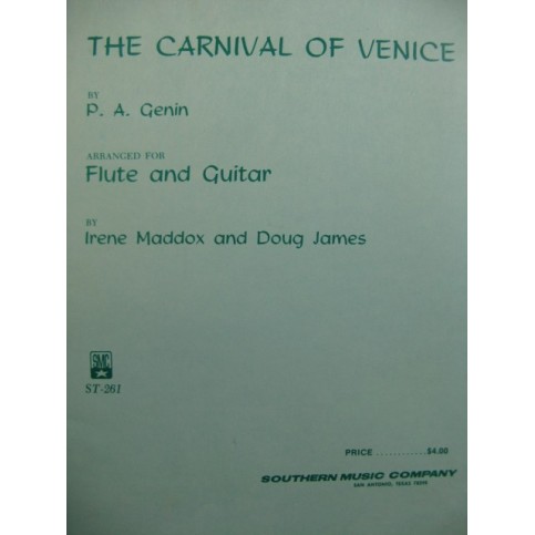 GÉNIN P. A. The Carnaval of Venice Flute Guitare 1979