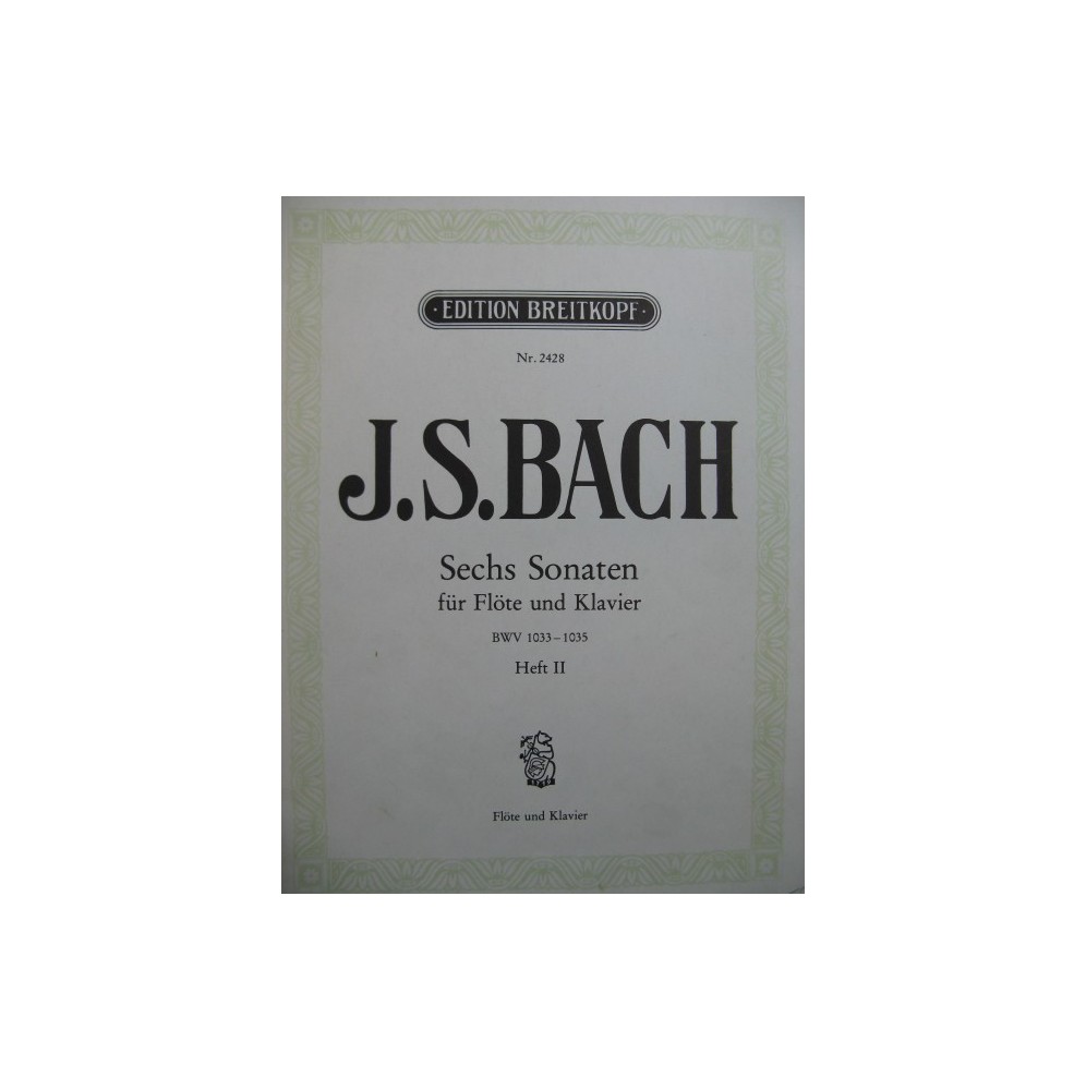 BACH J. S. Sechs Sonaten Band II Piano Flute