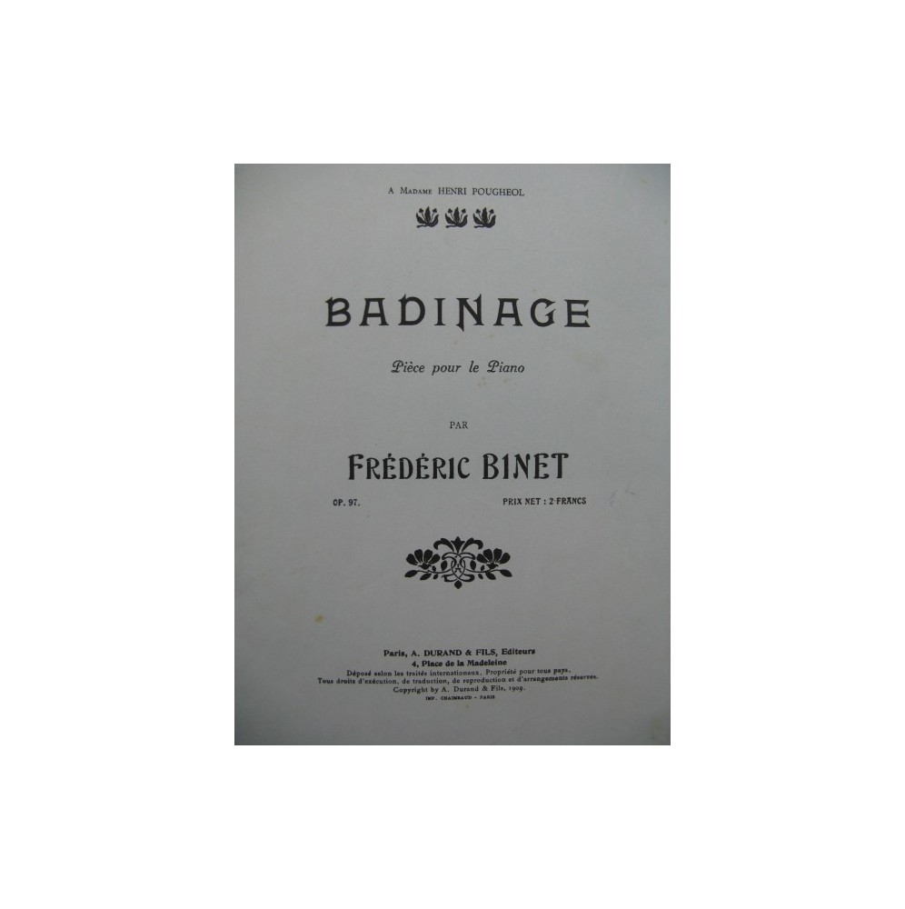 BINET Frederic Badinage Piano