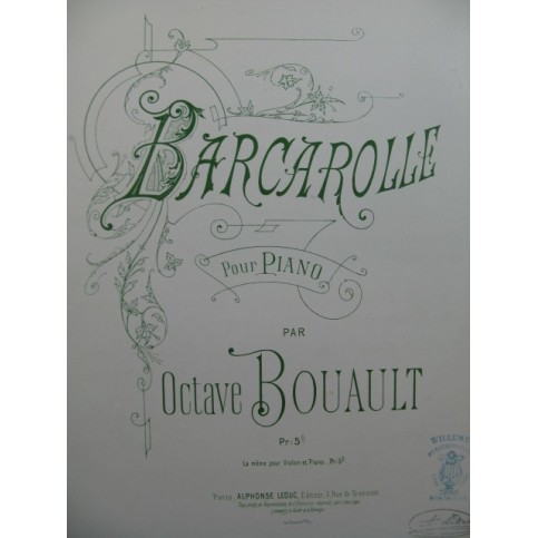 BOUAULT Octave Barcarolle Piano