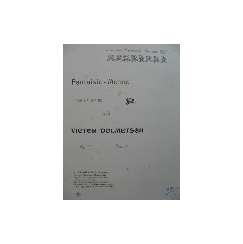 DOLMETSCH Victor Fantaisie-Menuet Piano