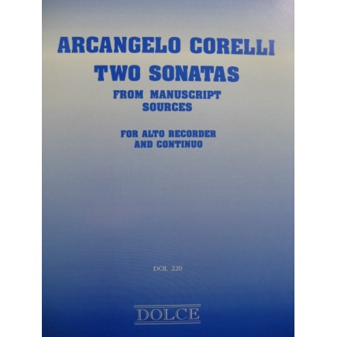CORELLI Arcangelo Two Sonatas Flute à bec alto Piano