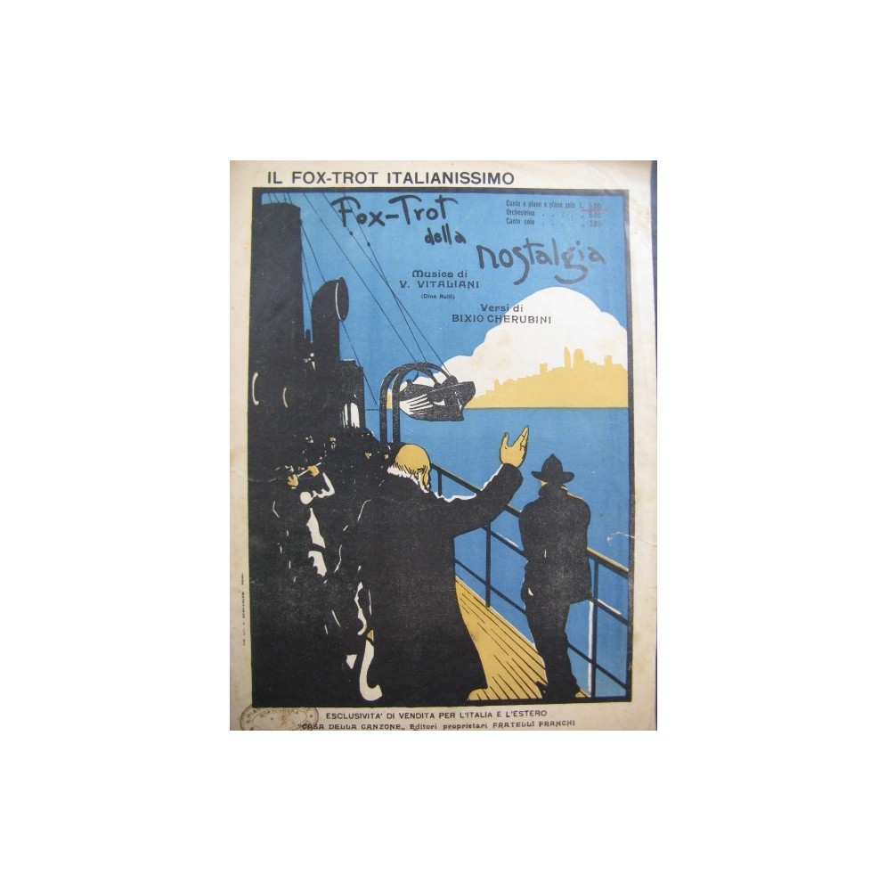 VITALIANI V. Fox-Trot della Nostalgia Chant Piano 1923