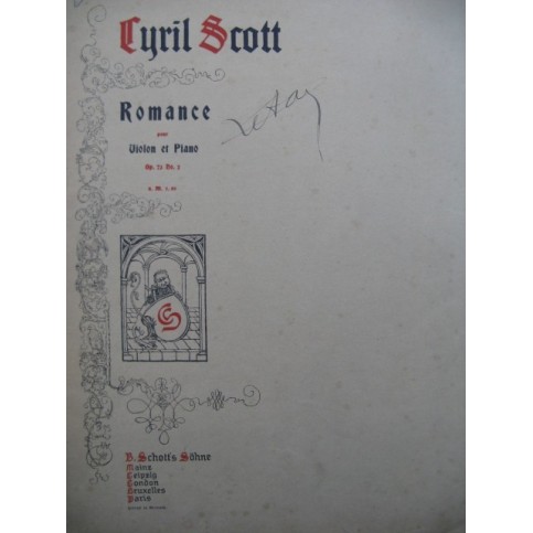 SCOTT Cyril Romance Violon Piano 1910