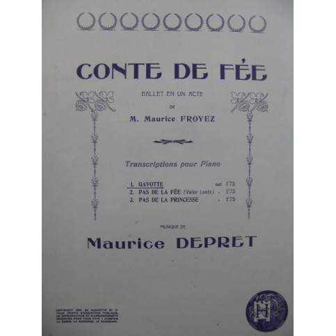 DEPRET Maurice Conte de Fée Gavotte Piano 1901